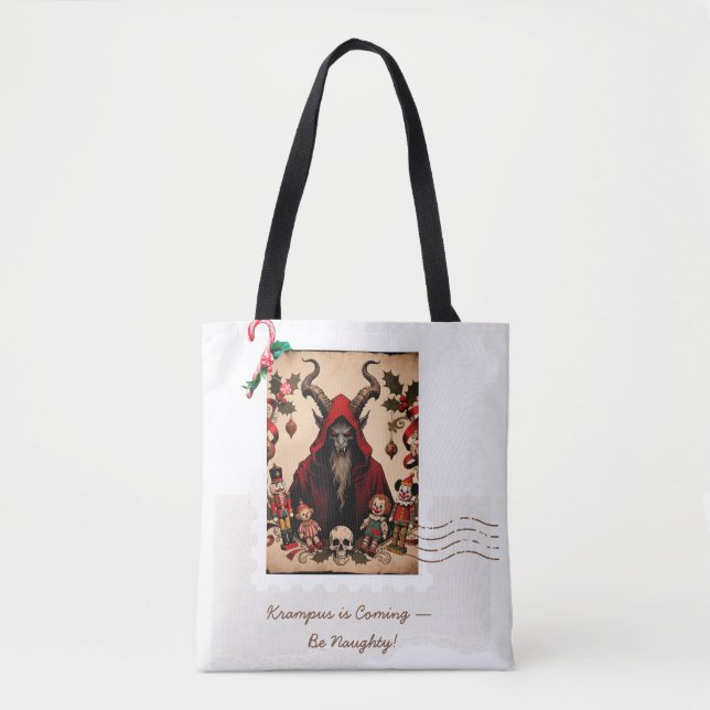 Bolsa Tote Krampus Is Coming – Be Naughty! | Dark Humor Chris (Frente)