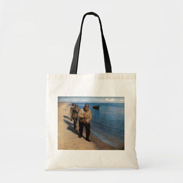 Bolsa Tote Kroyer - Três pescadores puxando um barco (Frente)