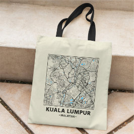 Bolsa Tote Kuala Lumpur, Malaysia, City Map Tote Bag
