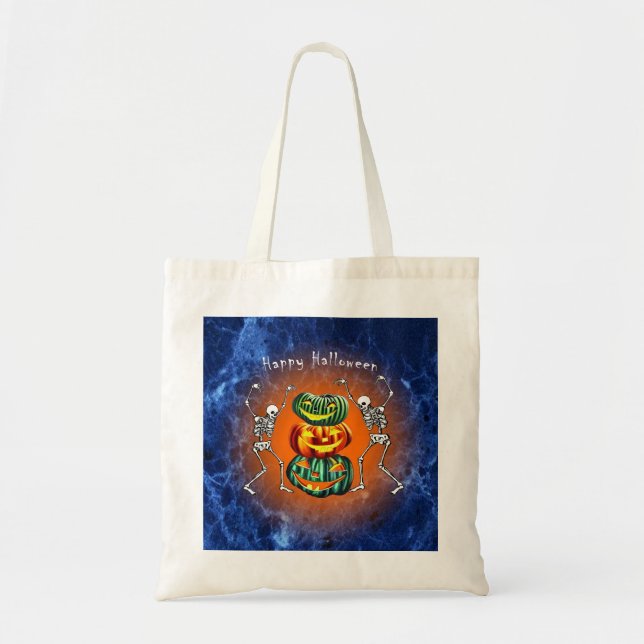 Bolsa Tote Kürbispyramide mit Skeletten (Frente)