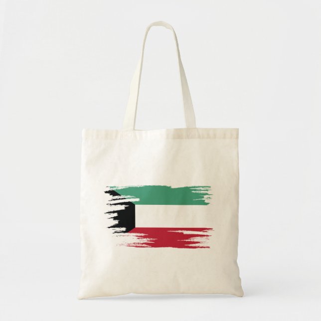 Bolsa Tote Kuwait Flag Brush Art (Frente)