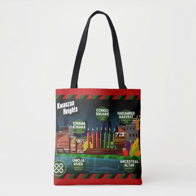 Bolsa Tote Kwanzaa Heights, Mapa de Holidayopolis (Frente)