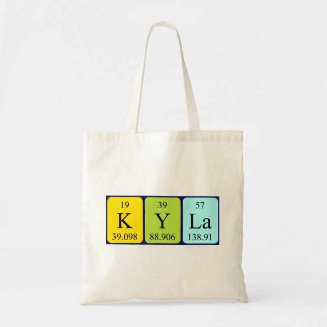 Bolsa Tote Kyla periódica mesa nome tote bag (Frente)