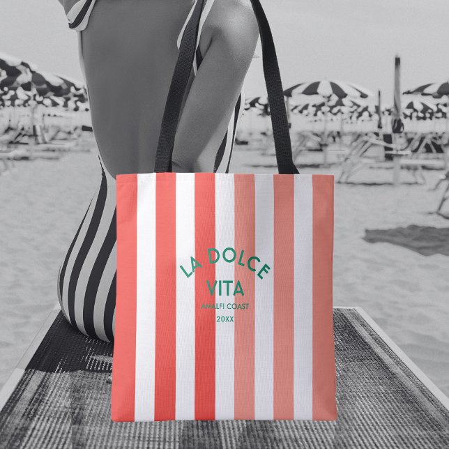 Bolsa Tote La Dolce Vita Amalfi Coast Cabana Stripe (Criador carregado)