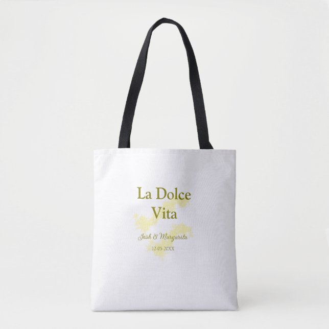 Bolsa Tote La Dolce Vita casal amarelo Nome data glit (Frente)