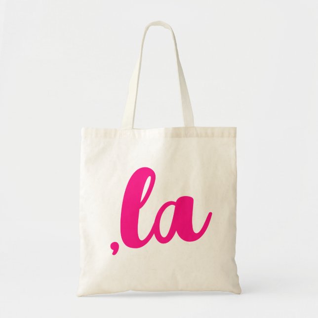 Bolsa Tote ,la Kamala comma pronuncia texto rosa quente (Frente)