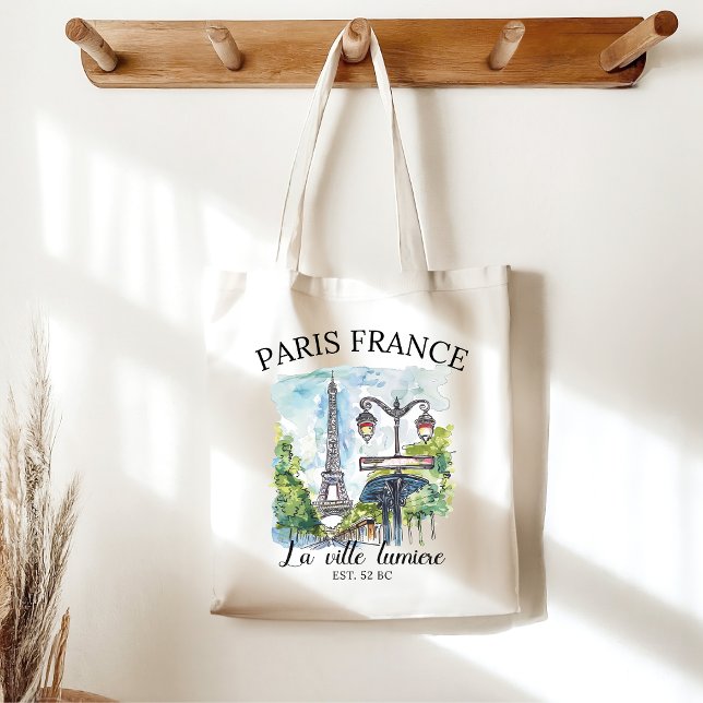 Bolsa Tote La Ville Lumière Vintage Paris Skyline (Criador carregado)