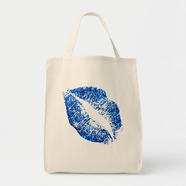 Bolsa Tote Lábios brilhantes azuis nº 2 (Frente)