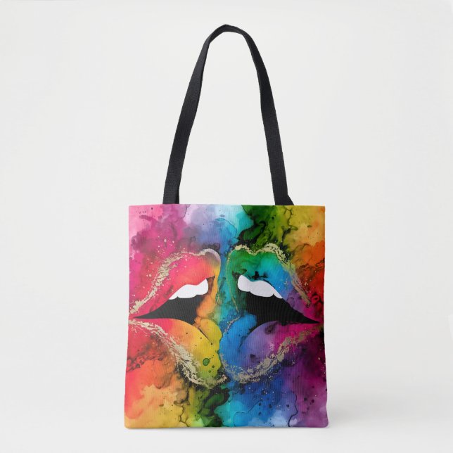 Bolsa Tote Lábios de Abstrato vibrantes (Frente)