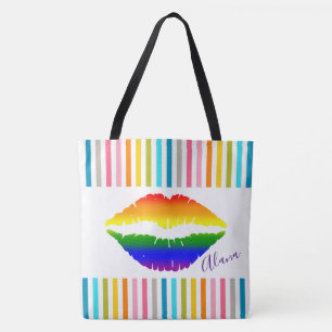 Bolsa Tote Lábios e faixas