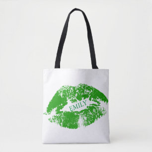 Bolsa Tote Lábios Verdes Monogramas