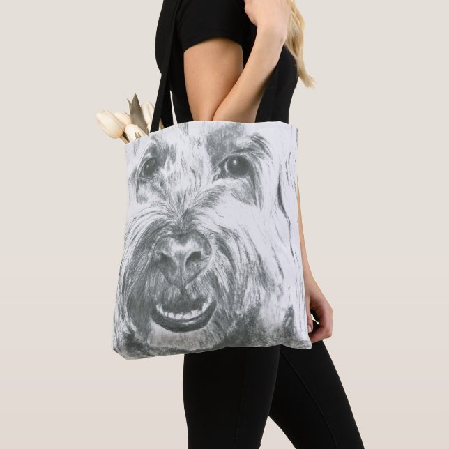 Bolsa Tote Labradoodle Art Black and White Cute (Close Up)