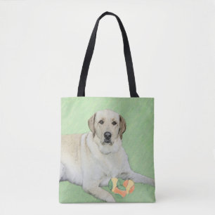 Bolsa Tote Labrador Amarelo - Impressão de Retriever e Tênis
