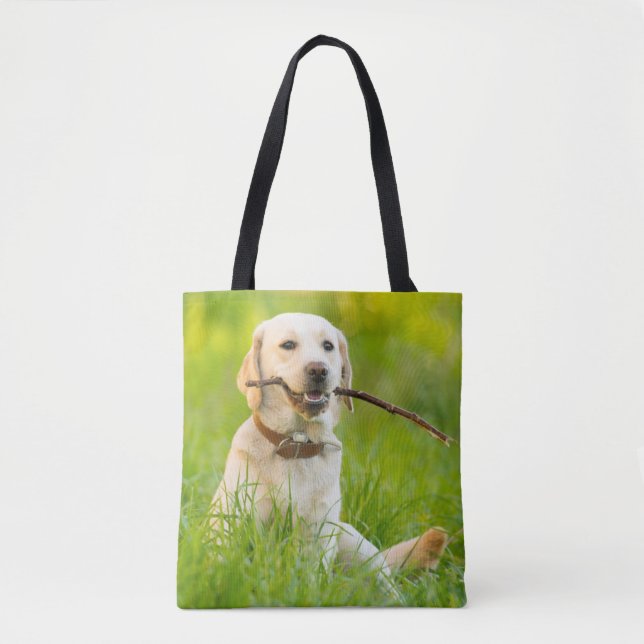 Bolsa Tote Labrador Amarelo Reproduz Feixe (Frente)