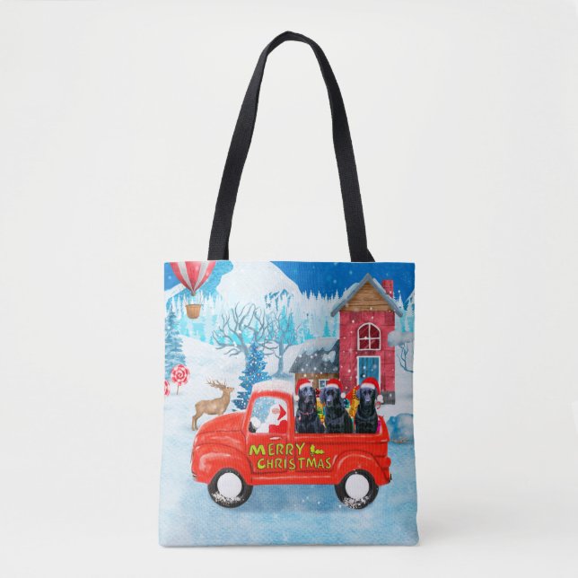 Bolsa Tote Labrador Cão - Parada de Natal - Neve (Frente)