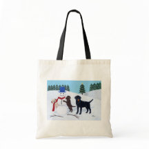 Labrador Christmas com Snowman