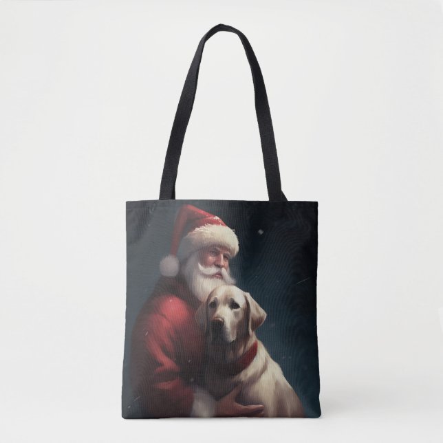 Bolsa Tote Labrador com Papai Noel Natal Festivo (Frente)