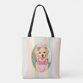 Bolsa Tote Labrador Cujo Retriever Pastel Lines Cottagecore