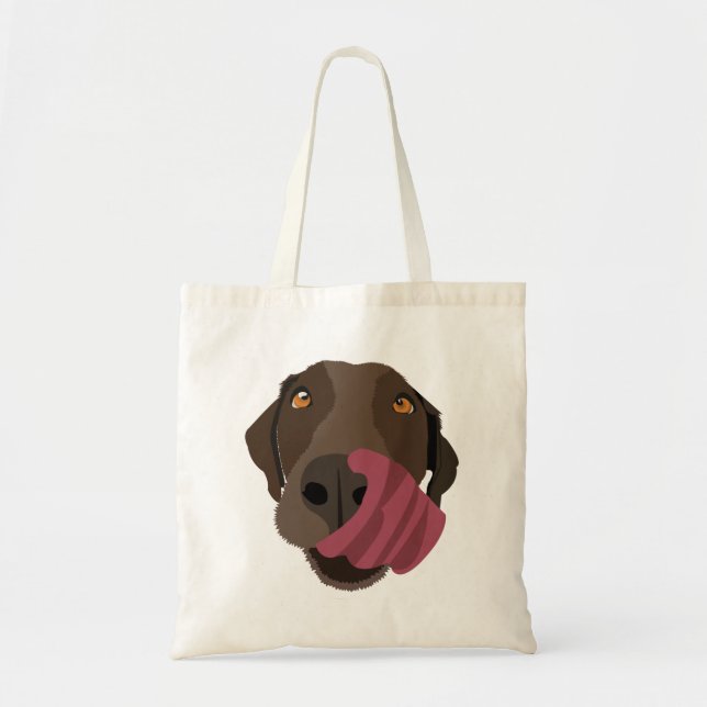 Bolsa Tote Labrador de Chocolate com sua língua (Frente)