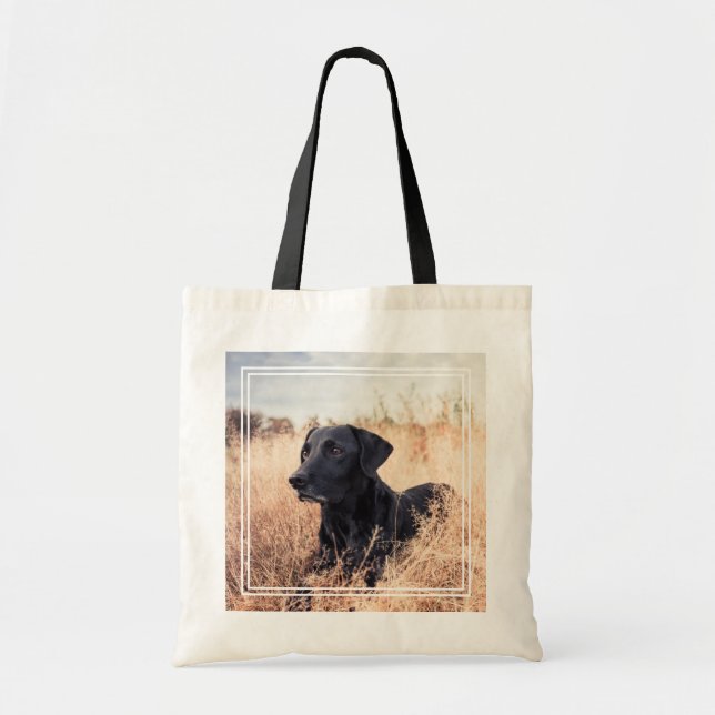 Bolsa Tote Labrador Negro De Grama Seca (Frente)