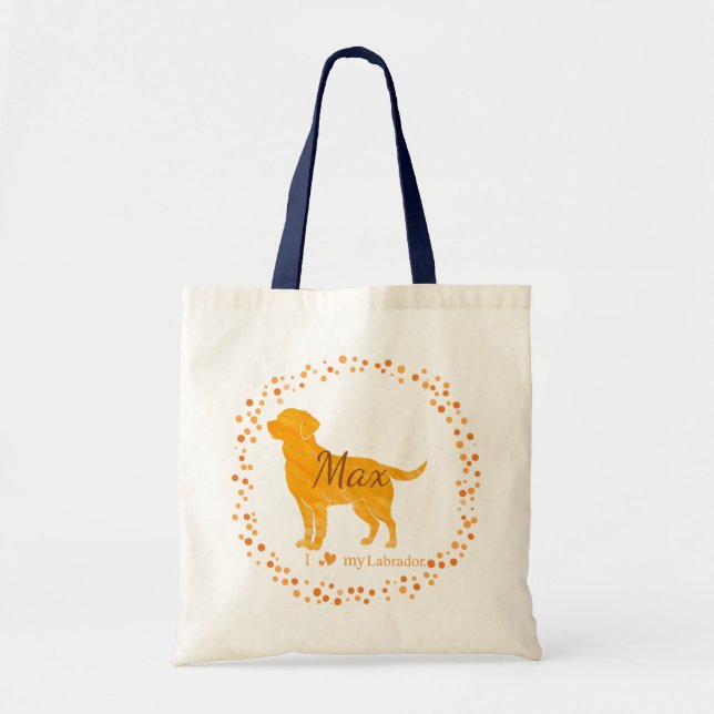 Bolsa Tote Labrador Personalizada Presente Laranja (Frente)