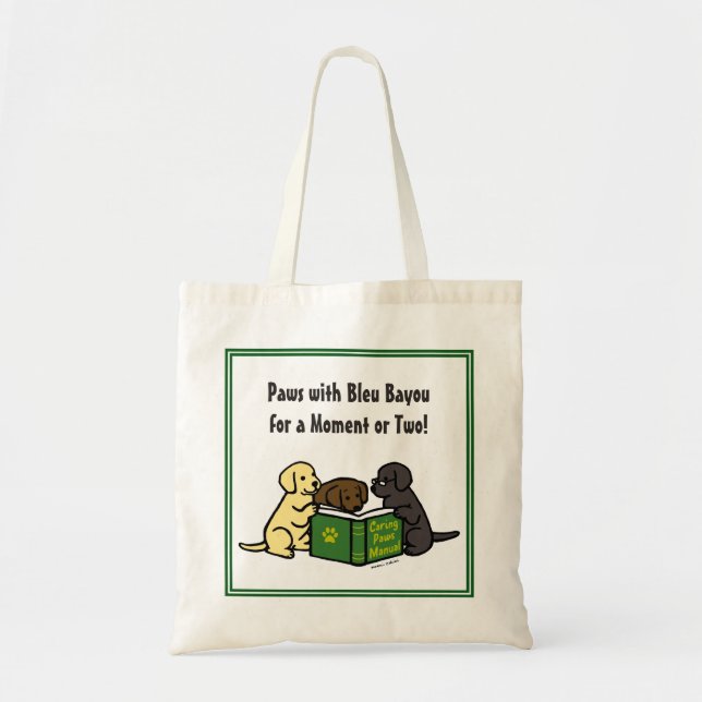 Bolsa Tote Labrador Puppies Lendo Livro (Frente)