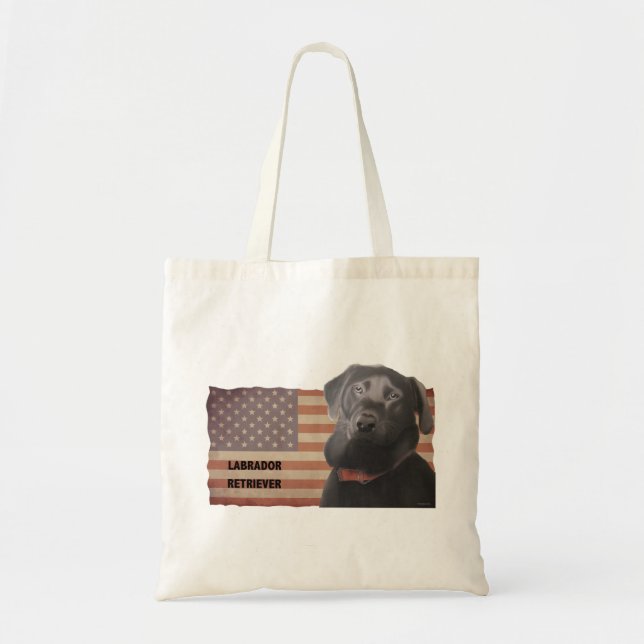 Bolsa Tote Labrador Retriever American Flag (Frente)
