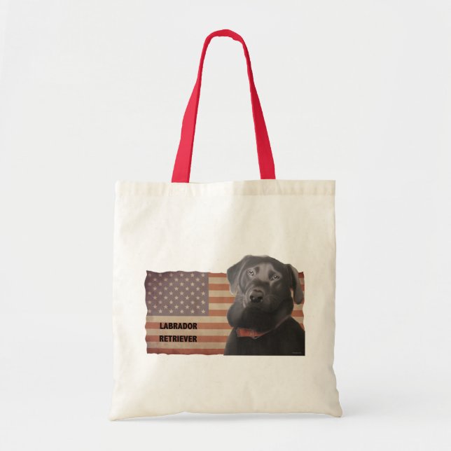 Bolsa Tote Labrador Retriever American Flag (Frente)