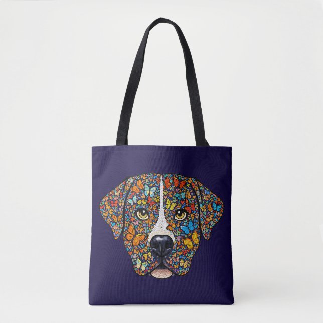 Bolsa Tote Labrador Retriever Butterfly Kaleidoscope Portrait (Frente)