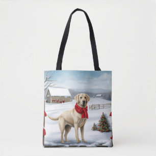 Bolsa Tote Labrador Retriever Dog no Natal da Neve