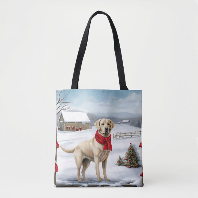 Bolsa Tote Labrador Retriever Dog no Natal da Neve (Frente)