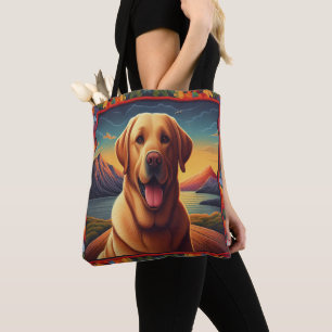 Bolsa Tote Labrador Retriever Dog Paisagem floral