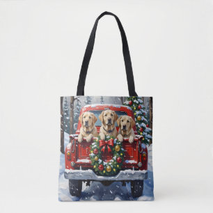 Bolsa Tote Labrador Retriever Natal Caminhão Vermelho Férias