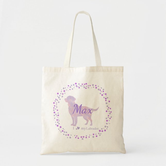 Bolsa Tote Labrador Tote Bag - Presente de Lavanda Personaliz (Frente)