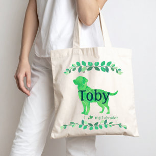 Bolsa Tote Labrador Verde Pastel Contemporâneo Presente Per