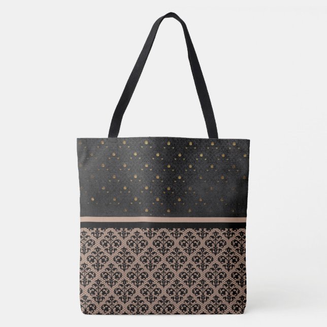 Bolsa Tote Lace Black e Dourado saco de toques sexy (Frente)