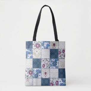 Bolsa Tote Lace Floral: Colheita de Patches Sem Olhos.