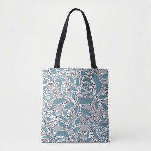 Bolsa Tote Lace sem costura rosa retro romântico vintage azu