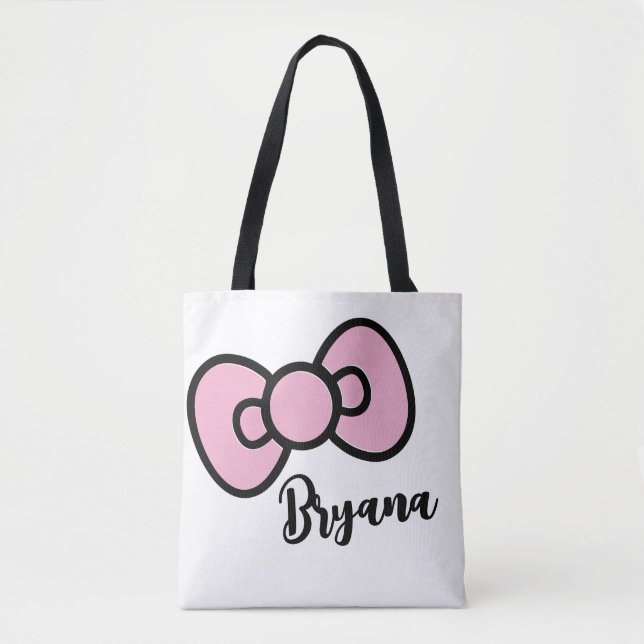 Bolsa Tote Laço Cor-de-Rosa Fofo e Caprichoso (Frente)
