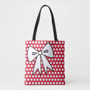 Bolsa Tote Laço de Bolinhas Vermelhas