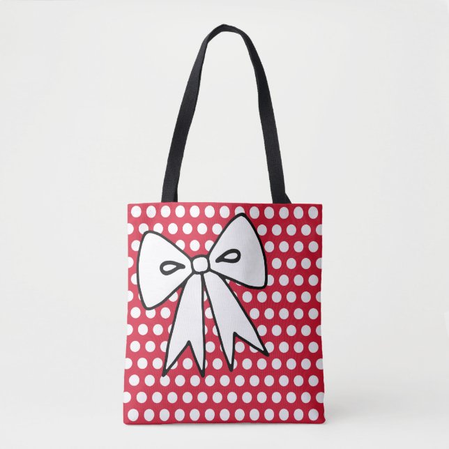 Bolsa Tote Laço de Bolinhas Vermelhas (Frente)