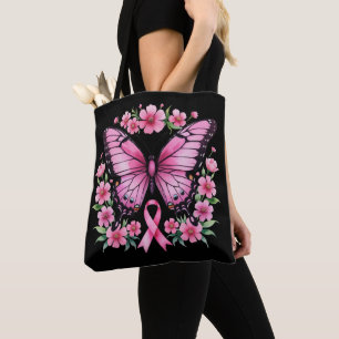 Bolsa Tote Laço de Conscientização do Câncer de Mama Borbolet