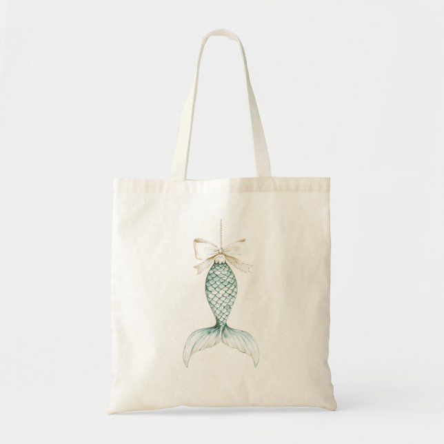 Bolsa Tote Laço de Creme de Sereia de Natal (Frente)