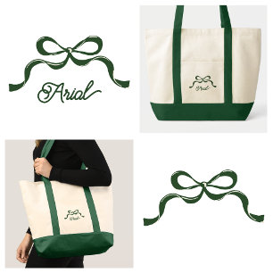 Bolsa Tote Laco de Fita Verde Elegante