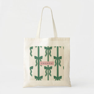 Bolsa Tote Laço de Fita Verde Elegante Personalizado