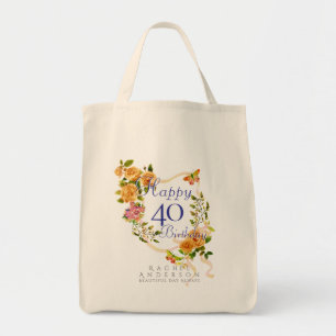 Bolsa Tote Laço de Rosa Dourada 40 Anos