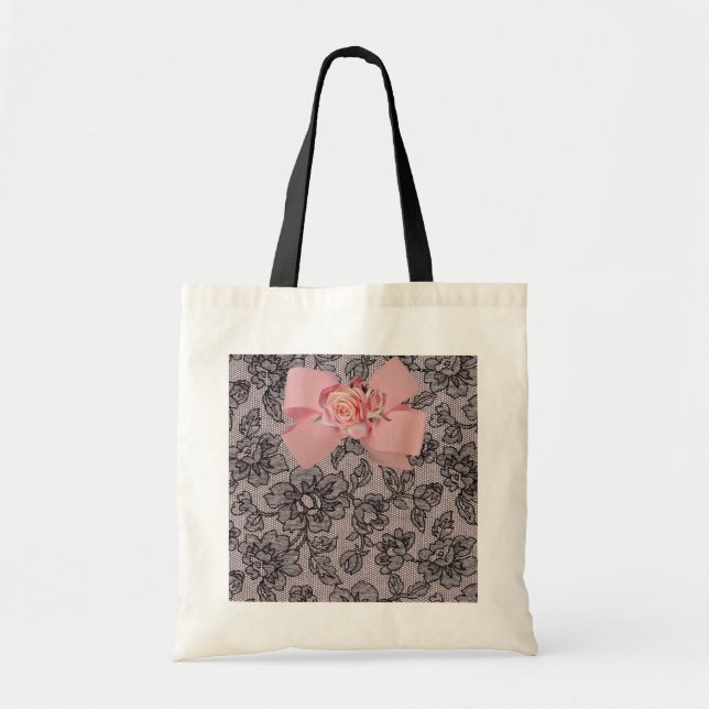 Bolsa Tote Laço e rosas pretos (Frente)