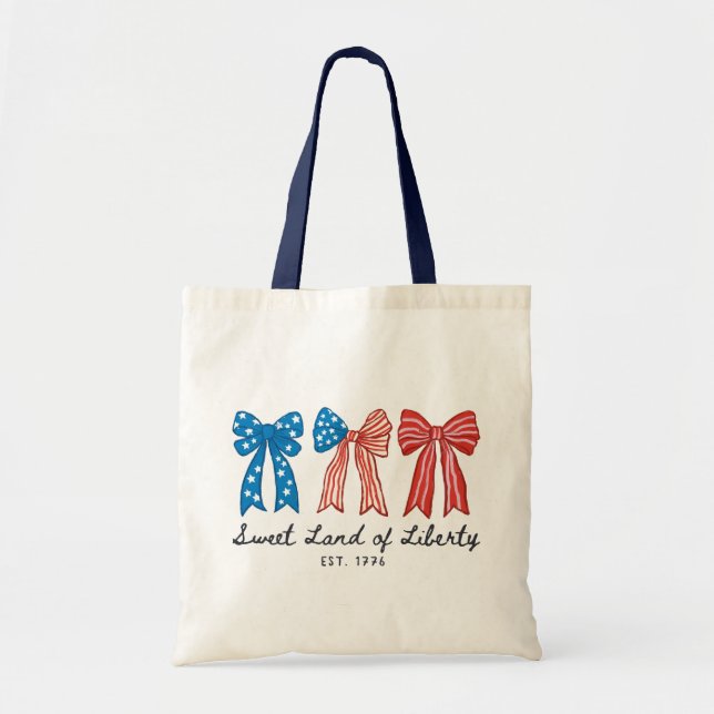 Bolsa Tote Laço Patriótico de 4 de Julho  (Frente)