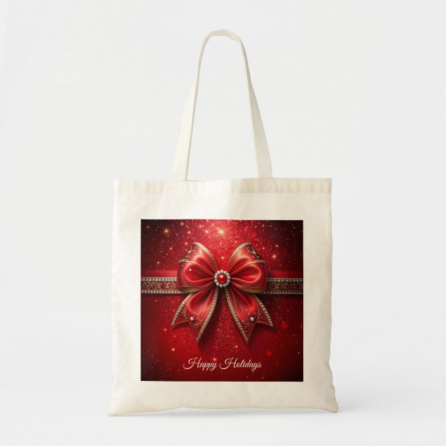 Bolsa Tote Laço Vermelho com Pérolas (Frente)