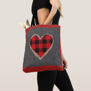 Bolsa Tote Laço vermelho rústico do falso de serapilheira d